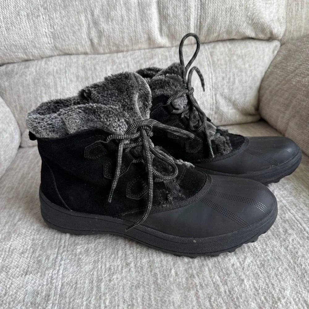 Baretraps Augustina Womens Black Suede Faux Fur Winter Duck Boots 10M